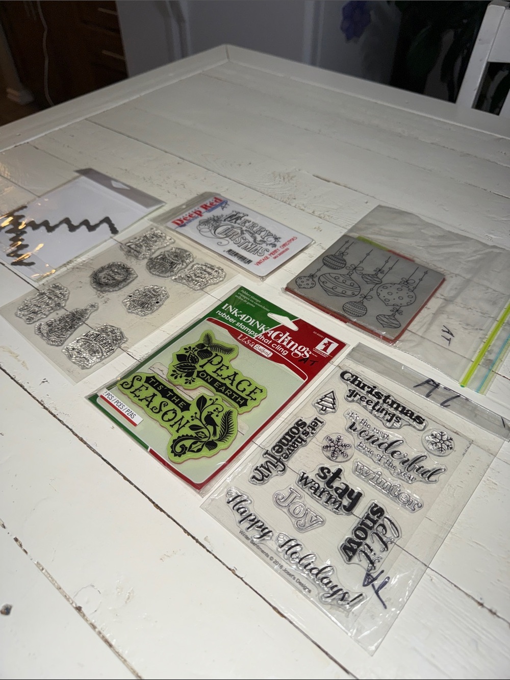 Y2K vintage Holiday Clear Stamp Set - Green and Black Accent x7 sets